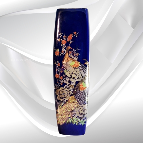 Other - Colbalt Blue Vase with Gorgeous Peacock Design